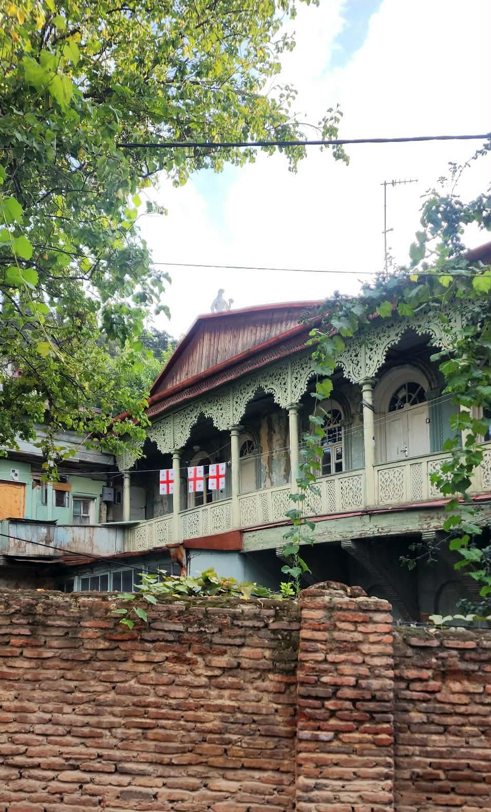 Old Tbilisi house with a carved wooden balcony